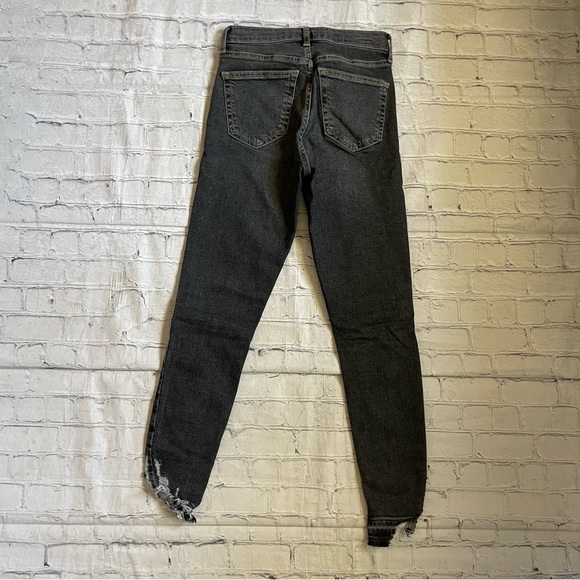 Topshop Grey Jamie Distressed Hem Cropped Ankle Skinny Jeans - Picture 3 of 4